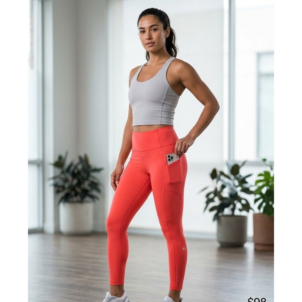Lululemon Speed Up High-Rise Tight Women Size 8 Red Pockets LW5ATSS Full Length